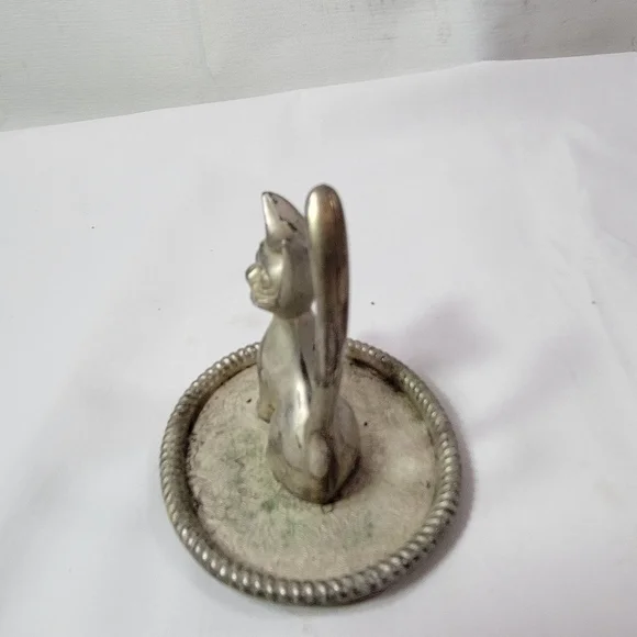 Vintage EP Zinc alloy silver cat ring and jewelry plate - Picture 7 of 9